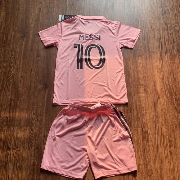 Messi Jersey & Shorts Set Inter Miami CF Pink Home Youth Size XL New - Picture 4 of 8